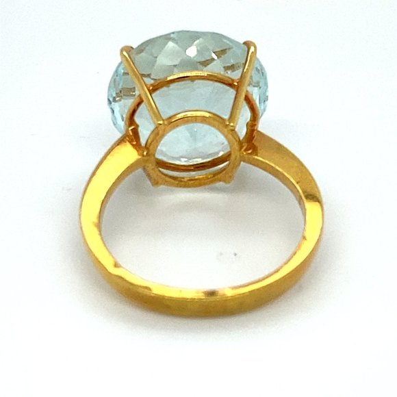 Certified Aquamarine 13.35ct Solid 22K Gold Ring - Picture 5 of 8